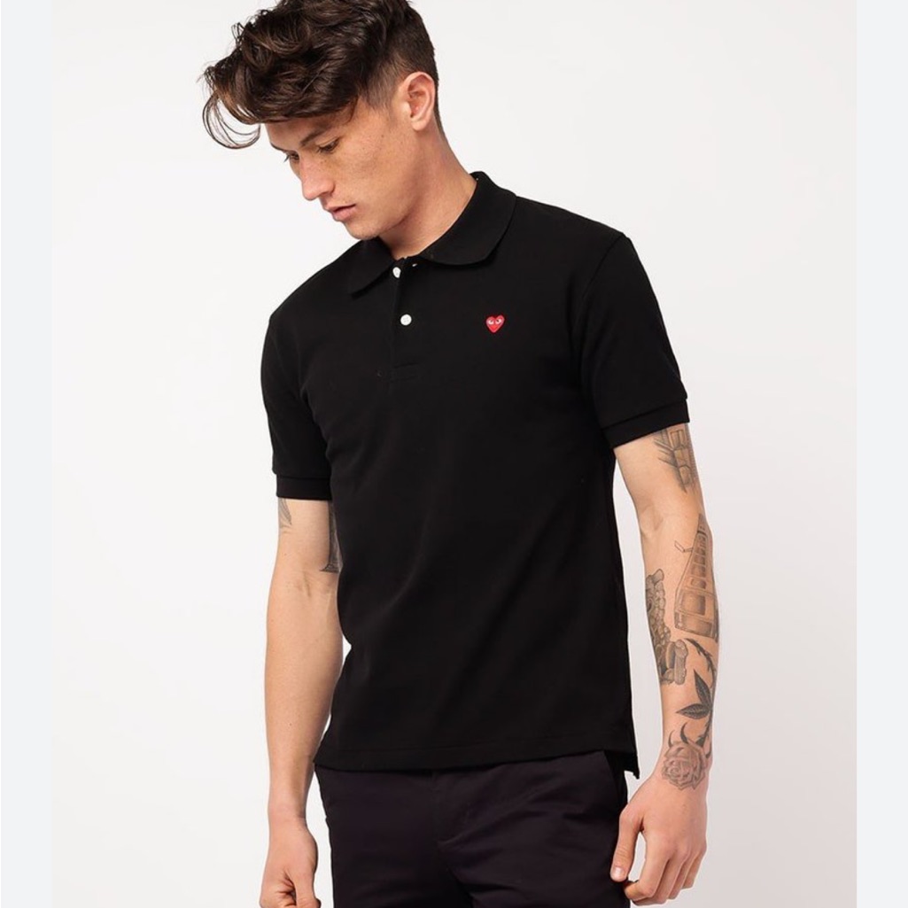 Comme Des Garons Play Black Heart Patch Men’s Polo Shirt Short Sleeve